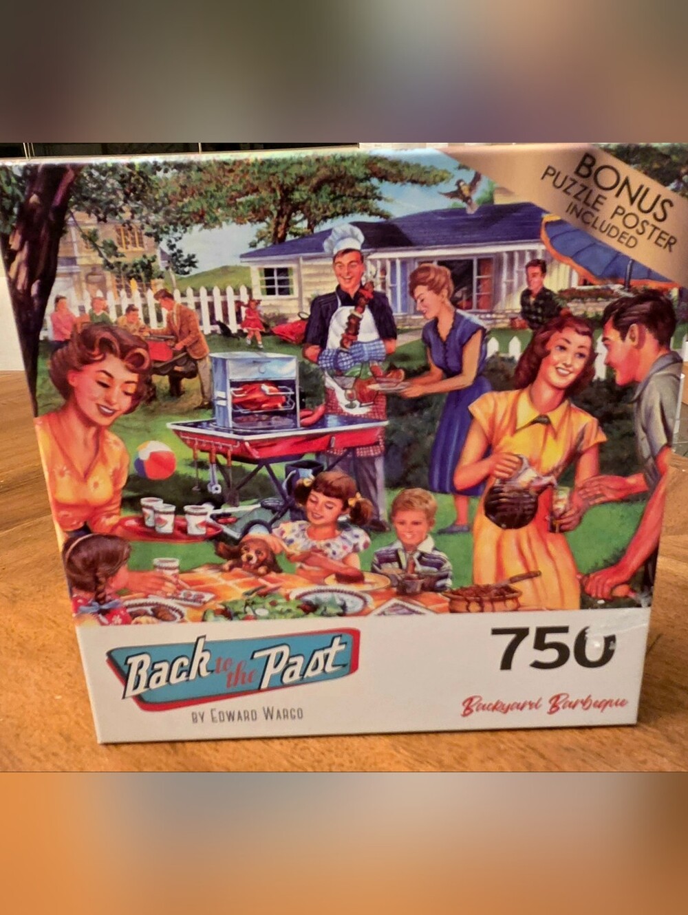 RoseArt Back to the Past Backyard Barbeque 750 Pc Puzzle Edward Wargo NEW Sealed